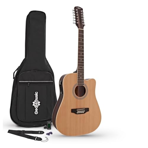 Kit de guitare électro-acoustique 12 cordes par Gear4music avec Sac de Concert Tuner