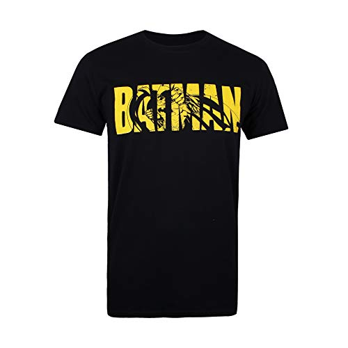 DC Comics Hombre Batman Text Camiseta Not Applicable, Negro (Black Blk), Large (Talla del Fabricante: Large)