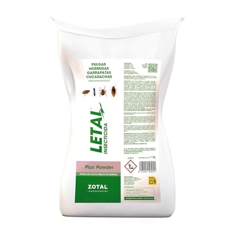 LETAL PLUS POWDER 1 KG Insecticida en Polvo para Pulgas, Hormigas, Garrapatas y Cucarachas MUY EFICAZ | Acción Potente y Duradera 6–8 Semanas | Deltametrina + Cipermetrina + Tetrametrin | Nexum Markek