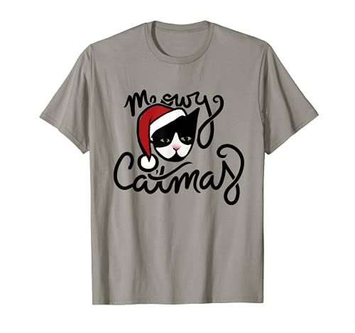Meowy Catmas Christmas Cat Smoking T-Shirt