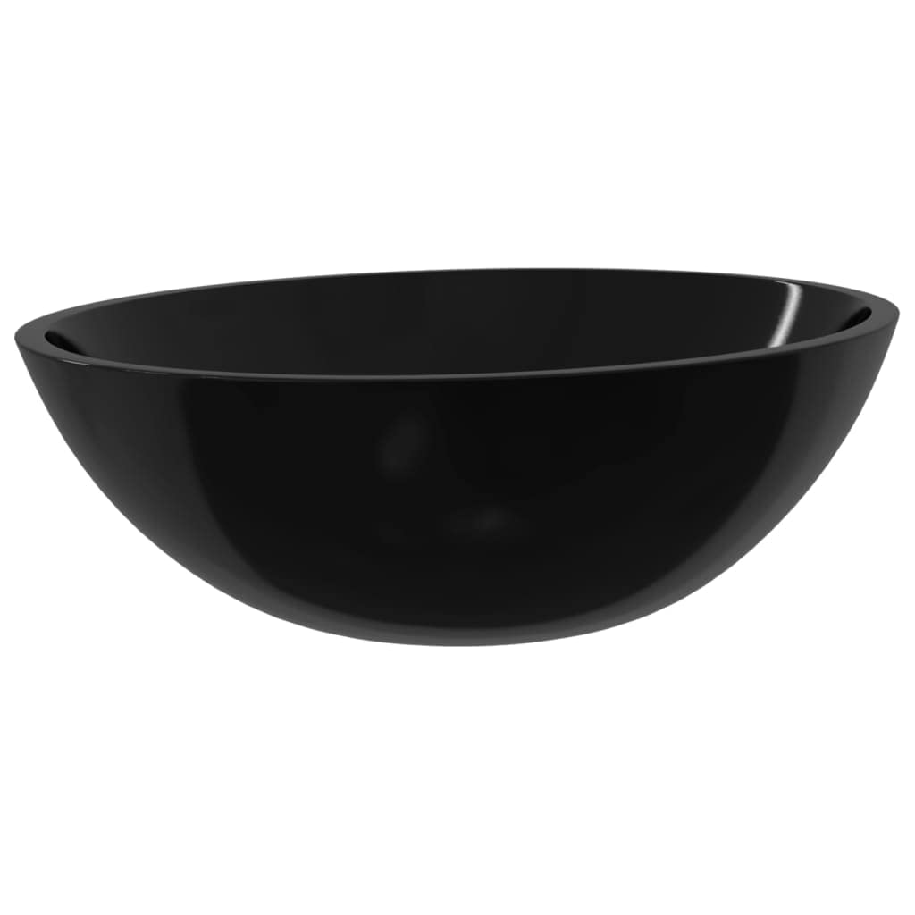 INLIFE Lavabo de cristal 50 x 37 x 14 cm, negro, 6,76 kg, 345249