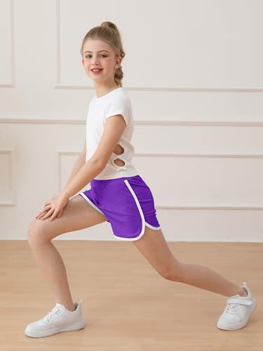 Resinta 5 Packs Girls Athletic Shorts Toddler Soccer Sports Shorts Kids Quick Dry Gym Running Short4