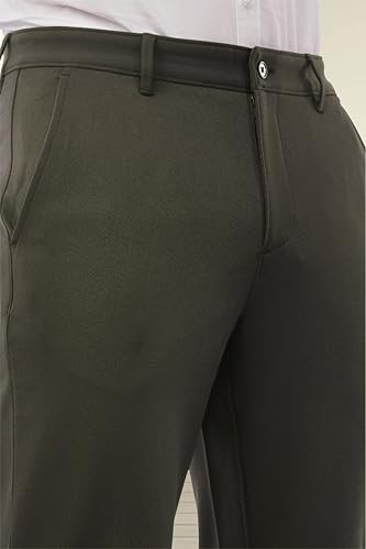 Image of SaintX Men's Formal Slim Fit Trouser | Twill Weave Premium 4-Way Stretchable High GSM Fabric Pants | Textured Classic & Modern Styled Chinos | Business Casual Office /Anytime Wear