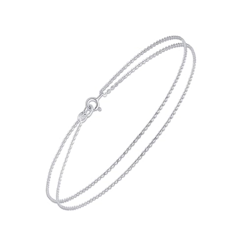 Image of Amberta Italian Sterling Silver Anklet for Women 925 | Adjustable Ankle Bracelets for Women Beaded Heart Summer Jewellery