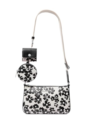 Petit sac Michael Kors Jet Set imprimé floral noir paillettes bandoulière femme