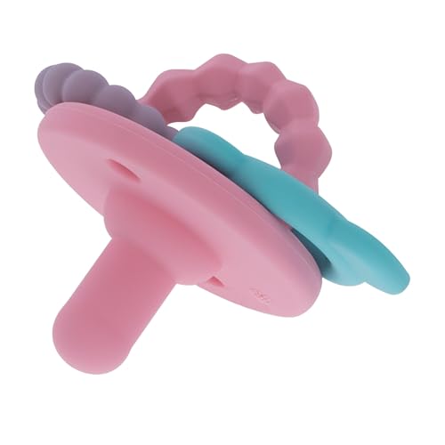 Image of Nuby Charms Silicone Infant Pacifier and Teether Toy - 2 Pack - 0+ Months - White and Pink