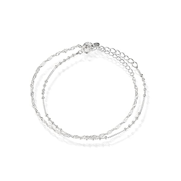 Sterling Silver Set of Two Dainty Chain Bracelets
