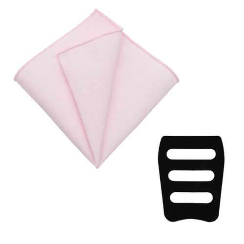 Image of White Pocket Squares for Men, Mens Linen Cotton Handkerchiefs with Pocket Square Holder for Daily Wedding Banquet