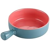 Toyvian Ensaladera de Cerámica para Horno Asa Ergonómica, Tazón de Cena Reutilizable en Azul Claro y Rosa, Recipiente Multifunción para Cocina y Microondas, Adecuado para Uso Diario