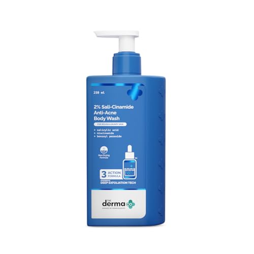 Image of The Derma Co. 2% Sali-Cinamide Body Wash for Bacne & Body Acne - 250 ml | Fights Acne-Causing Bacteria | Fades Marks | 3-Action Exfoliating Formula | Non-Drying & Fragrance-Free | Dermatologically Tested | For Men & Women