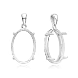 1pc Adabele Authentic 925 Sterling Silver Hypoallergenic Open Back Bezel Blank Tray Setting for 20mm x 15mm Oval Cabochon Pendant Drop DIY Craft Jewelry Making SS100-5