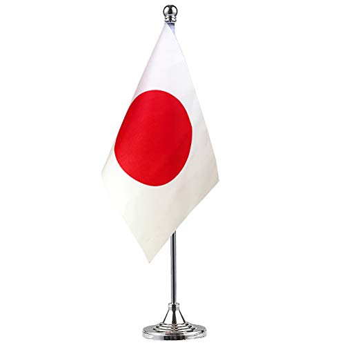 GentleGirl Japan Flag Japanese Flags, Small Mini Japanese Flag Desk Flag Stick Office Table Flag on Stand Base,Festival Events Celebration,Home Decoration