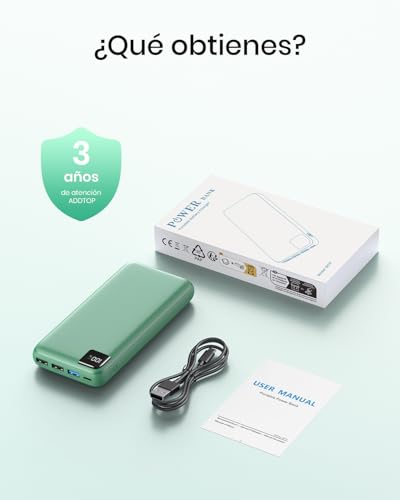 Bateria Portatil de 22.5W A ADDTOP con 4 Salidas y Carga Rapida PD 3.0 7
