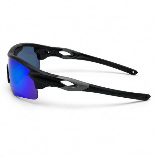 Image of Cycling Goggles for Men & Women | Sports Goggles UV400 Protection | Oversized Sports Sunglasses for Cricket, Running, Driving, Fishing, Hiking & Outdoor Activities (Black : Violet)