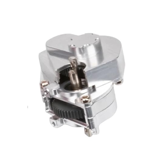 XAQRYQO RC Transmisión para Axial SCX24 1/24 RC Crawler Car Upgrade Parts Caja De Cambios Transmisión Ensamblada Metal con Engranajes Internos Piñón(Silver)