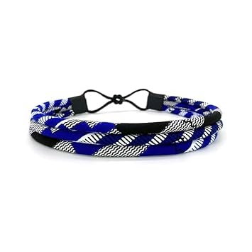 Kente Blue and Black African Print Headband | Blue, Black, and White Headband | Cloth & Cord