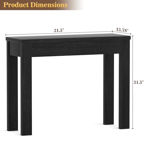 Image of Armocity Console Table, Small Farmhouse Wood Entryway Table, Sofa Tables Narrow Long Behind Couch, Entry Table for Entrance, Hallway, Living Room, 32 inch, Embossed Black
