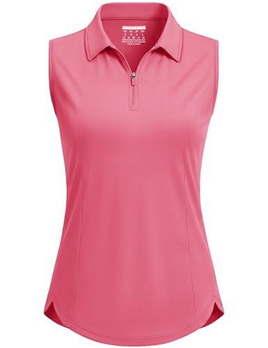Image of MAGCOMSEN Womens Golf Shirts Sleeveless 1 /4 Zip Collared Polo Shirt UPF 50+ Quick Dry Workout Tank Tops Tennis