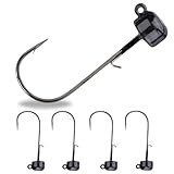 Reaction Tackle Tungsten Mushroom Head Ned Rig Shroom Jig Heads for Finesse Fishing, Weedless Jig Head for Bass Fishing with Soft Lures (5-Pack) 1/8oz Black