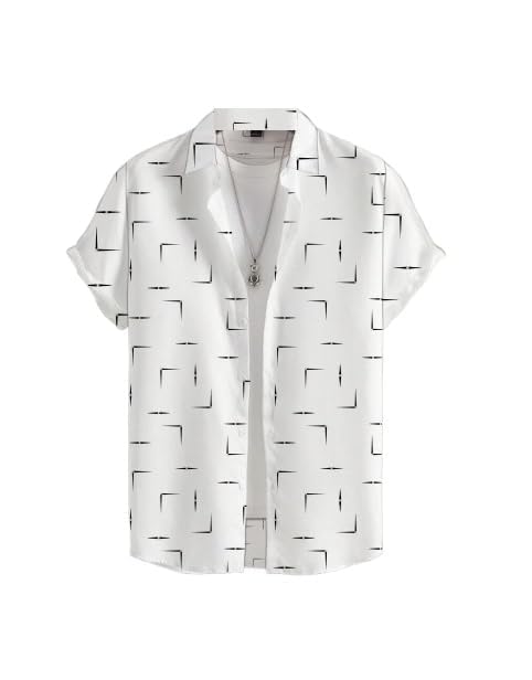 Image of Men's Striped Slim Fit Half Sleeves Stratchable Printed Shirt