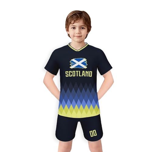 Spanien Trikot Conjunto de chándal para Hombre, niño, niña, Camiseta de Entrenamiento, Manga Corta y pantalón Corto. (Black, 8-9 Years)
