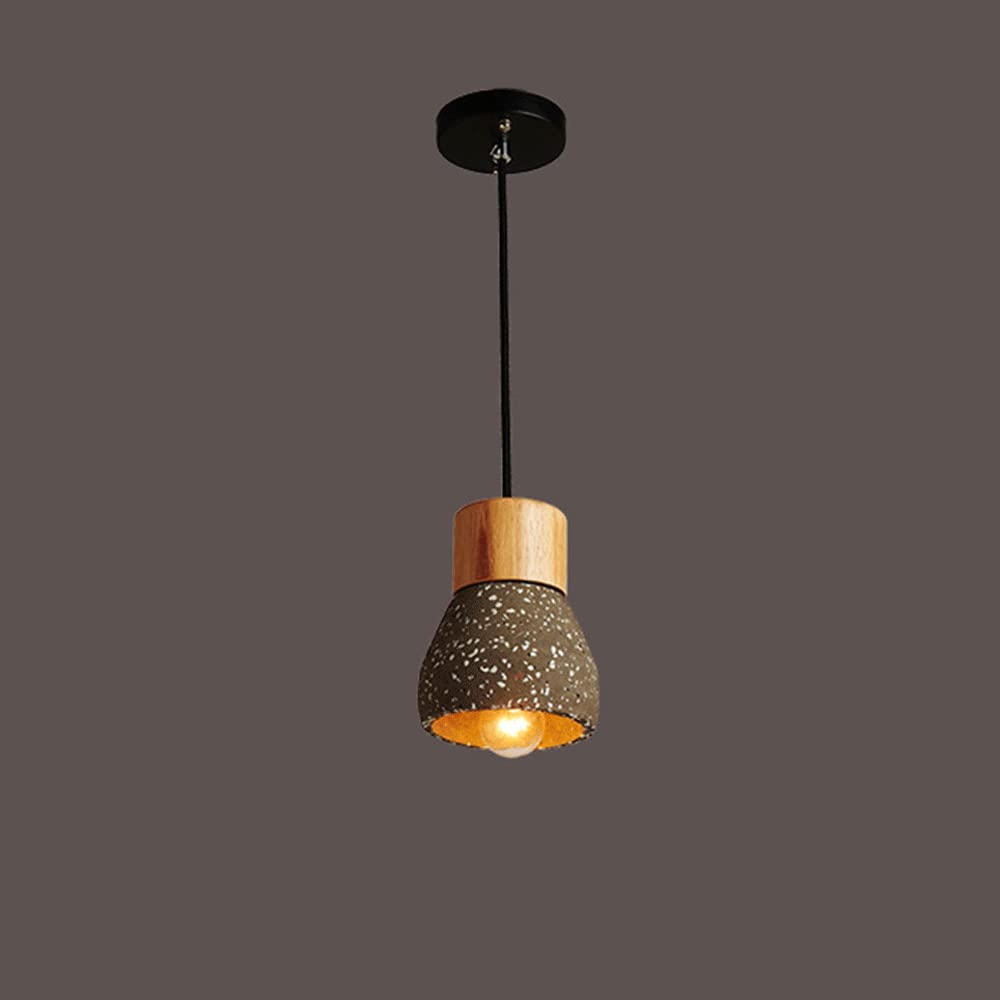 Lámpara de madera maciza y cemento artesanal colgante estilo nórdico industrial