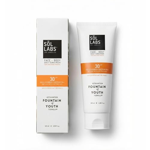 SOL LABS Mineral Sunscreen SPF 30 Face & Body - Lightweight, Hydrating Daily Moisturizer - No White Cast - Anti-Aging Formula with Niacinamide, Zinc Oxide - Reef Safe Korean Skin Care - 4oz
