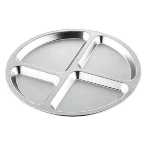 HEALLILY Divided Plate Tray Stainless Steel Portion Control Plate for Balanced Meals Easy to Clean Dinner Trays for Home School Camping and Picnics