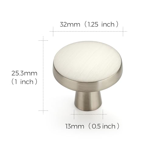 Image of Ravinte 30 Pack Single Hole Kitchen Round Cabinet Knobs Brushed Nickel Cabinet Pulls Drawer Knobs Kitchen Cabinet Hardware Kitchen Handles
