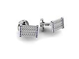 Ratnavali Arts Mens Cufflinks 925 Sterling Silver Rectangle Shaped Gemstone Elegant Design (Sapphire
