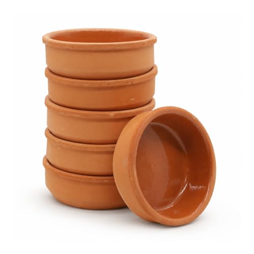 NORDIC SCHILLER Tonschüsseln 250ml 6er-Set Handgefertigtes Terrakotta-Kochgeschirr Braune Glasierte Tonschale für Ofengerichte Sütlaç und Güveç Ideal für Servieren und Kochen