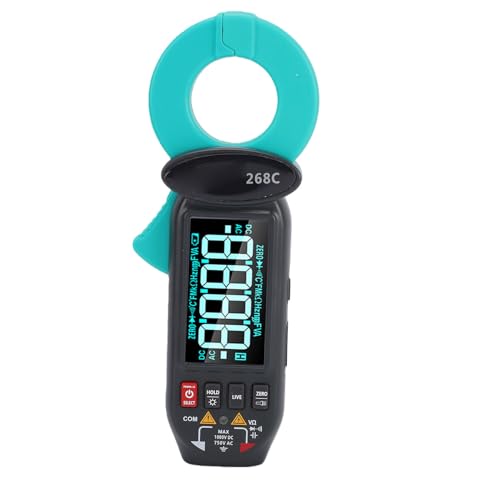 Cryfokt True RMS Pinza Amperimétrica, Multímetro Digital con Pantalla LCD para Detección de Corriente, Voltaje y Fugas AC DC, Rango Automático, Temperatura, Capacitancia, Resistencia, Prueba de Diodo y Continuidad miniatura 1
