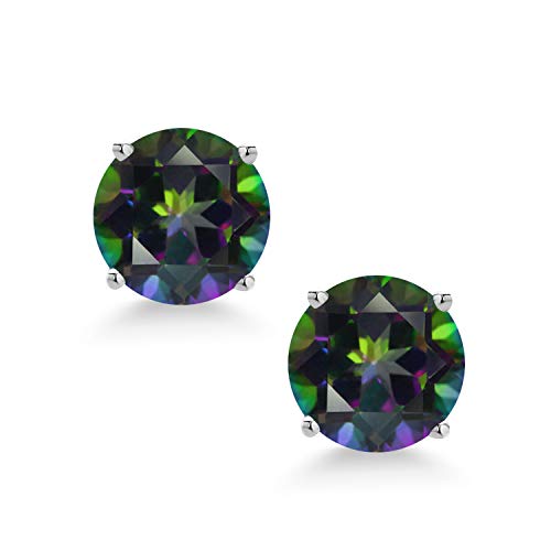 Gem Stone King 14K White Gold 6MM Round Gemstone Birthstone Screw Back Stud Earrings | White Gold Stud Earrings For Women Men2