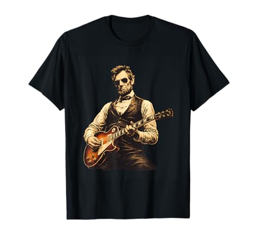 Abraham Lincoln Playing Guitar Vintage Music T-Shirt
