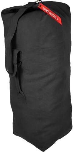 Top Load Heavyweight Cotton Canvas Tactical Military Duffle Bag Carryall Shoulder Storage Bulk Travel Bag, Black - 14