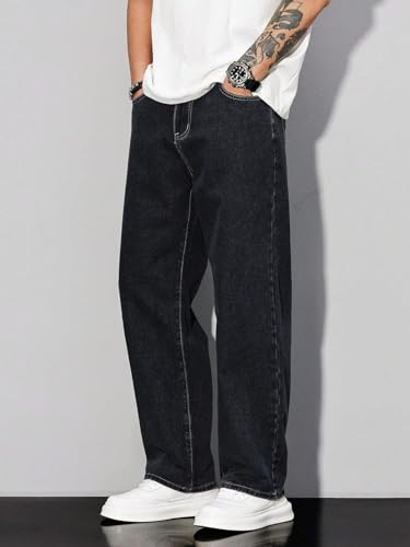 Image of dockstreet Men Baggy Denim Jeans in Pure 100% Cotton Denim || Stretchable (Jet Black) and Stretchable (Colored) Jeans || Unisex Designs||Jeans||