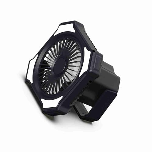 Ventilador 2 en 1 para exteriores, lámpara de camping con 3 velocidades de viento y 3 niveles de brillo para el hogar, oficina, picnic, pesca (negro)