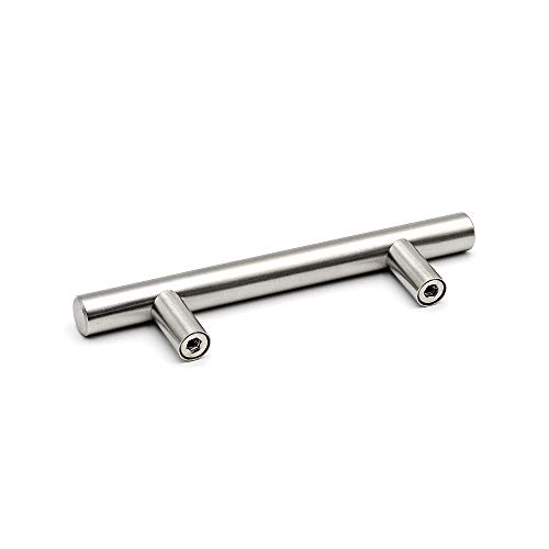 Image of homdiy | 100 Pack 3in Hole Centers | Cabinet Handles Nickel Drawer Pulls Stainless Steel, Bar Handle Pull with Brushed Nickel Finish | Kitchen Cabinet Hardware /Dresser Drawers 201SN