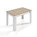 Habitdesign Mesa de Comedor Extensible, Mesa salón o Cocina, Acabado en Color Blanco Artik y Roble Canadian, Modelo Kendra, Medidas: 123-173 cm (Largo) x 75 cm (Ancho) x 78 cm (Alto)