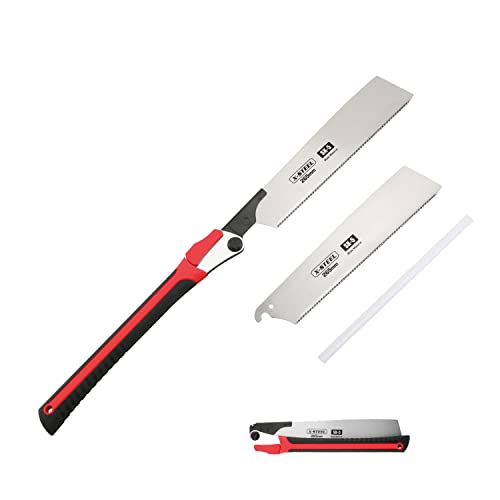 Folding Hand Saw Japanese Pull Saw Woodworking Dovetail Wood Saw Flush Cut Saw Razor Fine Teeth Saw With 10.4 Inchï¼ˆ265MM) SK-5 Steel Blade For Woodworking