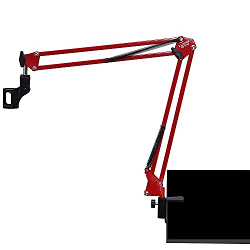 Image of Kadence NB35RD Home Series Mic Boom Arm Stand | Steel Frame & Smooth Angle Adjustment | Dual-Spring Suspension with 360 Rotation | Desk Clamp Mount for Recording, Streaming & Online Classes | Red