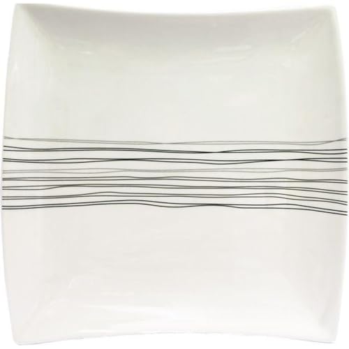 Secret de Gourmet - Lot de 6 Assiettes à Dessert Carrées Lignes 20cm Blanc