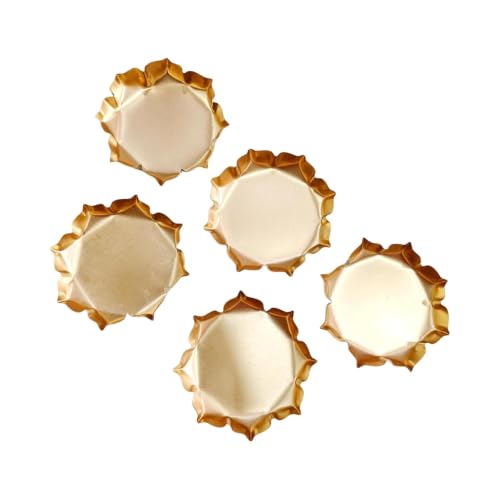 Best Navratri Home Decoration Items (2026) 87 Metal Urli Candle Molds Set of 5 | 3.5 Inch Golden Iron Bowls | H...