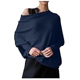 Pièce polyvalente - Portez ce pull en tricot à manches longues sur l'épaule comme col roulé ou épaules dénudées comme haut tunique, pull drapé asymétrique est élégant et tendance.