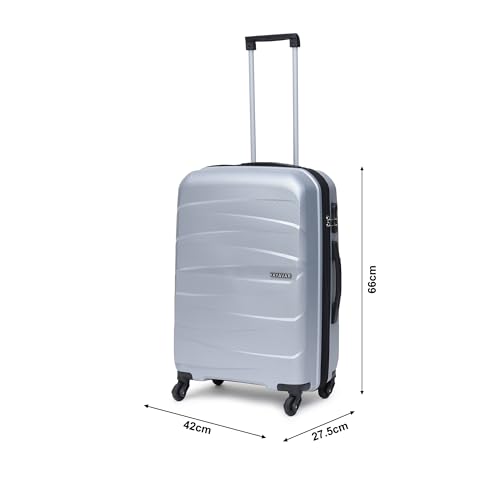 Image of YAYAVAR Check-in Medium- 66 CM, 360 Degree Rotating Wheels,Polypropylene Material,Hard Luggage with Telescopic Handle and Combination Locking Mechanism, Moscow-(M,Silver)