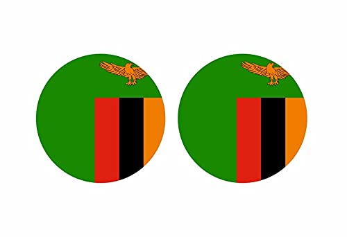 Akachafactory 2X Autocollant Sticker Rond cocarde Drapeau Zambie zambien