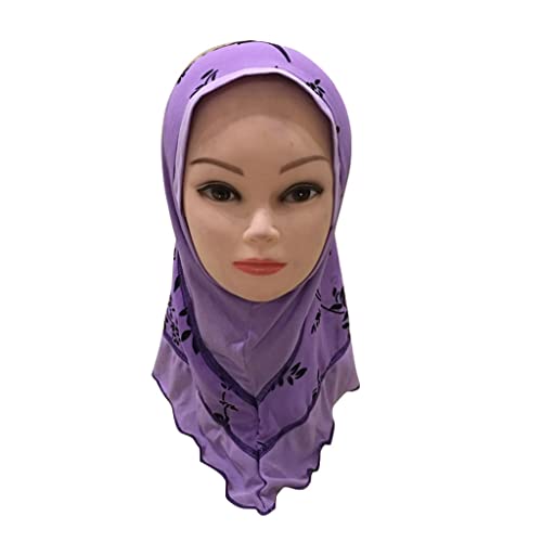 Muslim Kids Girls Hijab Islamic Headscarf Flower Scarf One Piece East Full Cover Wrap Cover2
