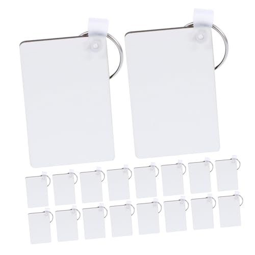 Anneome 25個両面対応 サブリメーション用 長方形キーリング 白色 木製彫刻可能 キーホルダーブランク 熱転写装飾台 オーナメント用 創意鍵飾
