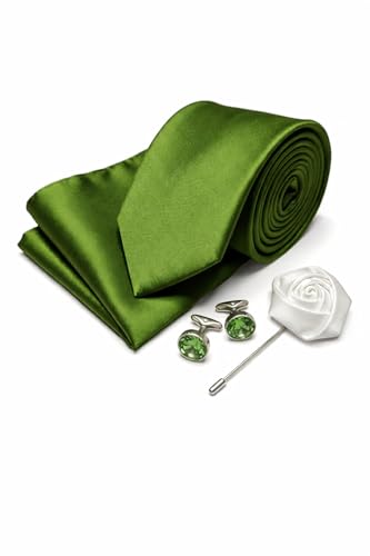 Image of Men's Necktie Gift Set with Wooden Box | Premium Tie, Pocket Square, Cufflinks & Lapel Pin | Elegant Formal Accessories Gift for Men
