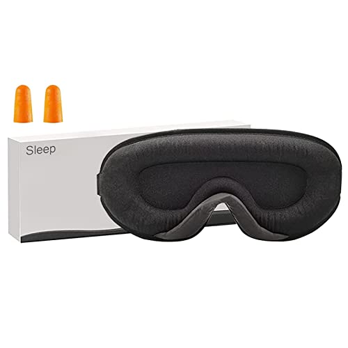 Schlafmaske,Schlafmaske für Herren und Frauen,Weiche und Atmungsaktive Augenmaske Schlafmasken,Schlafbrille mit Verstellbarem Riemen und Ohrhörern für Reisen, Nickerchen, Yoga Cover